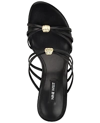 Nine West Women's Grece Strappy Slip-On Kitten Heel Dress Sandals