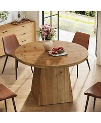 Tribesigns Solid Wood Round Dining Table, Farmhouse Kitchen Table for 2-4 People