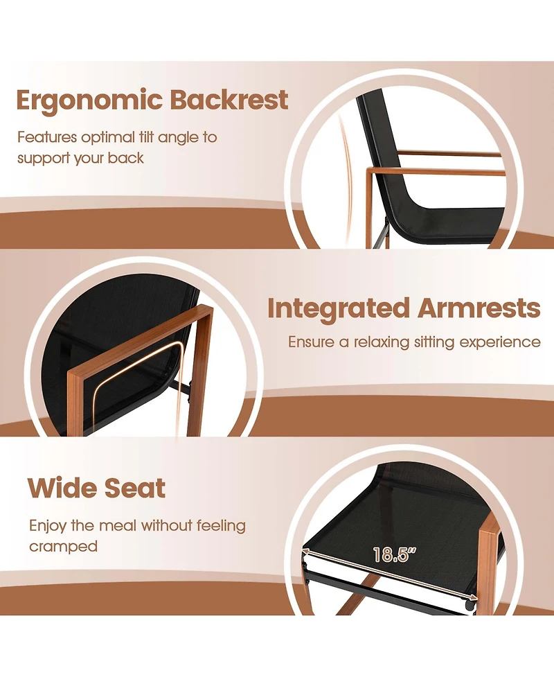Gymax 4 Pcs Outdoor Dining Chairs Patio Furniture Chair w/ Breathable Seat and Backrest