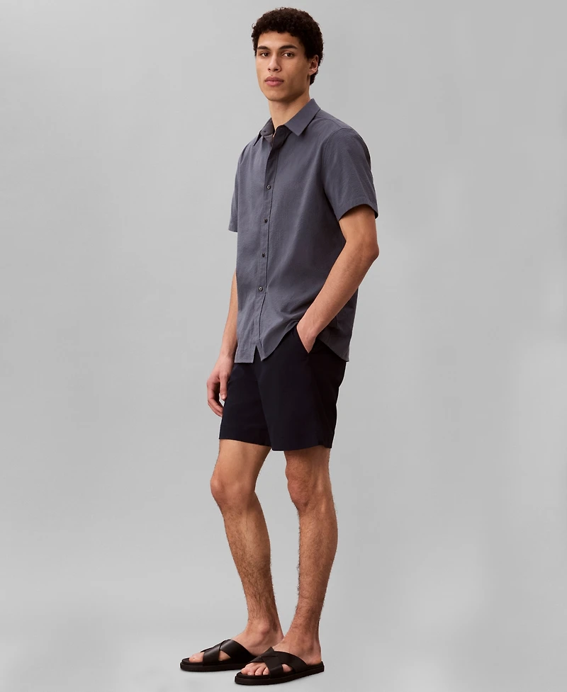 Calvin Klein Men's Straight Seersucker Elastic 7" Shorts