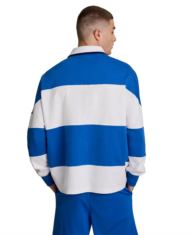 Champion Men's Gridiron Blocked Long-Sleeve Rugby Polo Shirt