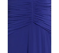 Morgan & Company Juniors' Rouched Waist Halter Neck Long Gown
