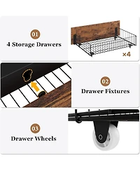 gaomon Full Bed Frame with 4 Storage Drawers, Metal Support Platform Wooden Headboard and Footboard