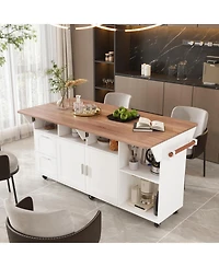Homsee Kitchen Cart with 2-Drawer 2-Door, Internal Storage Racks, Rolling Island with Cabinet