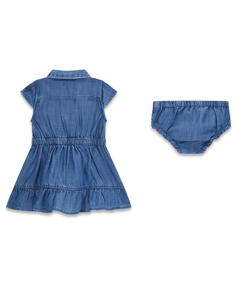 Guess Baby Girls' Slub Denim Dress and Matching Bloomer