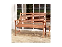 Outdoor 2-Seat Wood Loveseat with Slatted Seat Design