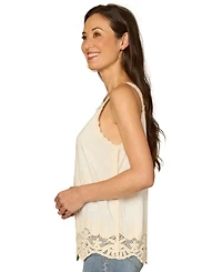 Democracy Petite V-Neck Embroidered Woven Tank Top