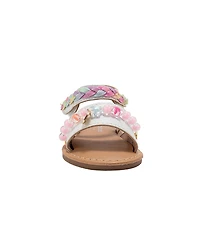 Bebe Big Girls Fashion Sandals – Dressy Shoes with Glitter Braid and Bracelet Accent