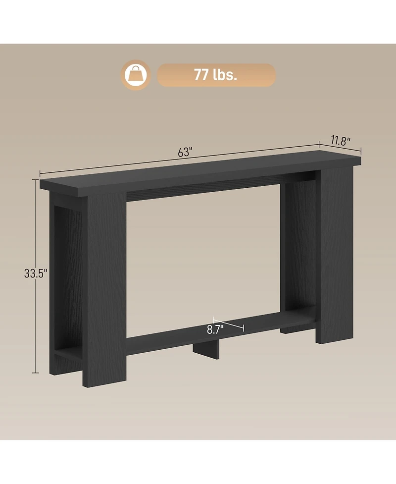 Homcom Farmhouse Console Table, 63" Narrow Entryway Table