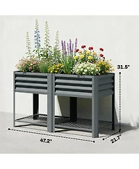 Outsunny Raised Garden Bed with Storage Shelf 31.5" High,