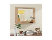 Slickblue 23.5x17.5 Inch Rectangle Bathroom Mirror with Wood Shelf