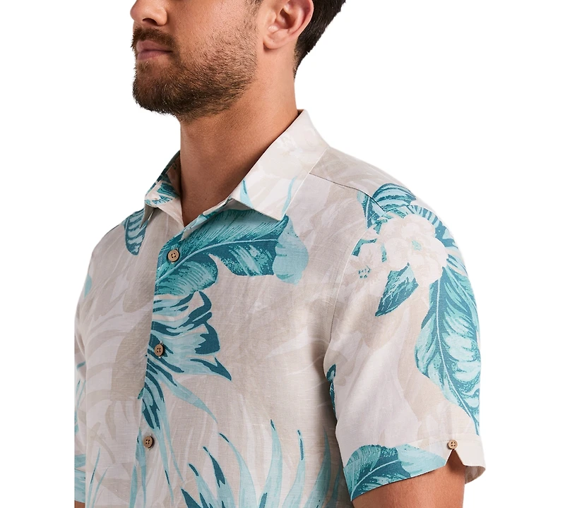 Cubavera Men's Linen Blend Palm Print Shirt