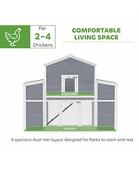 PawHut arge Chicken Coop, Wooden Chicken House with 2 Nesting Boxes