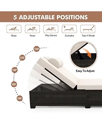 gaomon Outdoor Chaise Lounge Set of 2, 5-Position Adjustable Pe Wicker Sun Loungers with Thick Quick-Dry Cushions for Poolside Patio Backyard