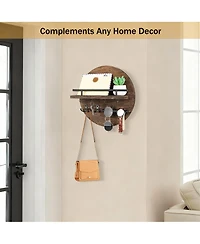 Yigii Home Decor, Wall Decorative Key & Mail Holder with Hooks, Shelf, and Organizer