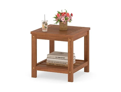 Slickblue Patio 2-Tier Outdoor Side Table with Lower Storage Shelf