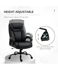 Vinsetto Big and Tall Executive Office Chair w/ Pu Leather Fabric, Wheel, Black