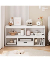 gaomon Wooden Kids Dollhouse Bookcase with Drawer & Toy Storage Organizer