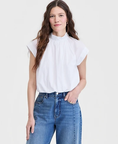 On 34th Women's Cotton High-Neck Bubble Top, Macy's Exclusive