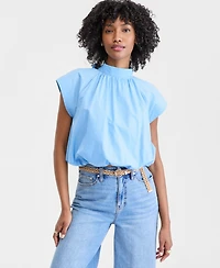 On 34th Women's Cotton High-Neck Bubble Top, Macy's Exclusive