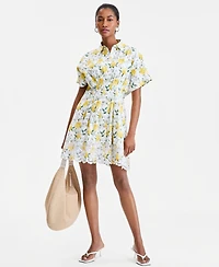 On 34th Women's Cutwork-Hem Mini Shirtdress, Macy's Exclusive