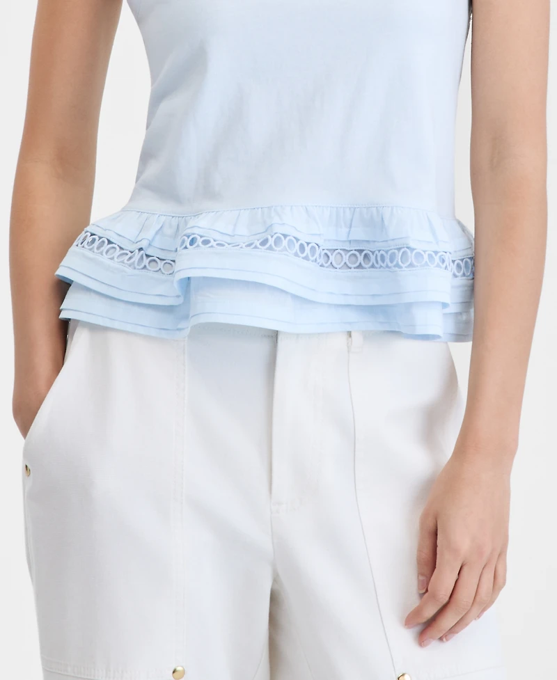 On 34th Women's Cotton Layered Ruffled-Hem Woven Mix Tank Top, Macy's Exclusive