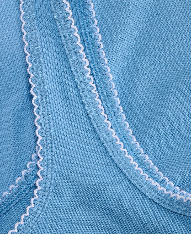 On 34th Women's Button-Down Contrast-Stitch Rib Tank Top, Macy's Exclusive