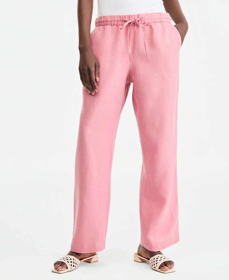 Charter Club Women's 100% Linen Drawstring Pants, Created for Macy's
