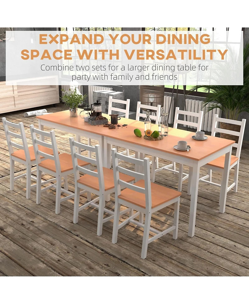 5pc Dining Table Chairs Set Solid Wood Kitchen Breakfast Dinette Furniture