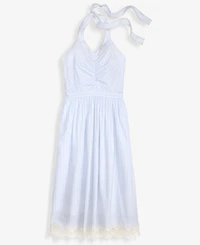 On 34th Women's Cotton Maritime Stripe Halter Lace-Trim Midi Dress, Macy's Exclusive