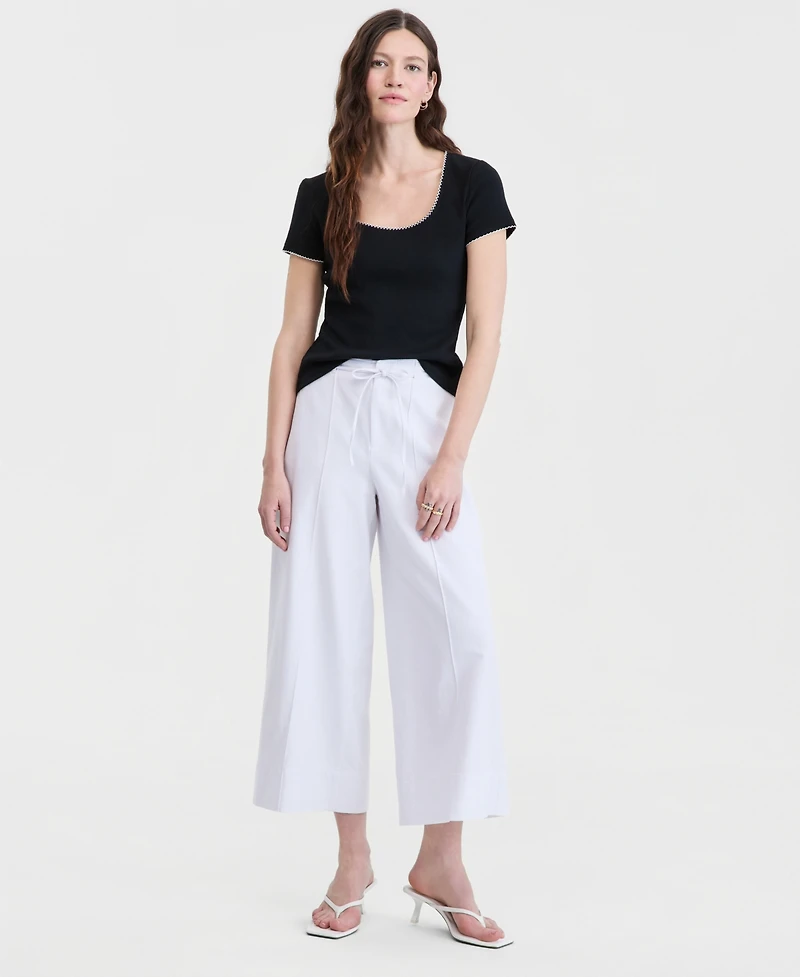 On 34th Women's Scoop-Neck Rib Contrast-Stitch Top, Macy's Exclusive
