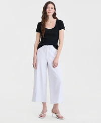 On 34th Women's Scoop-Neck Rib Contrast-Stitch Top, Macy's Exclusive