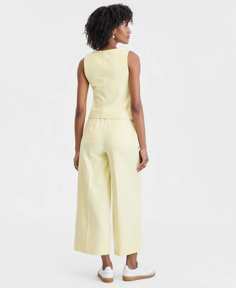 On 34th Women's Linen Blend V-Neck Button-Front Vest, Macy's Exclusive