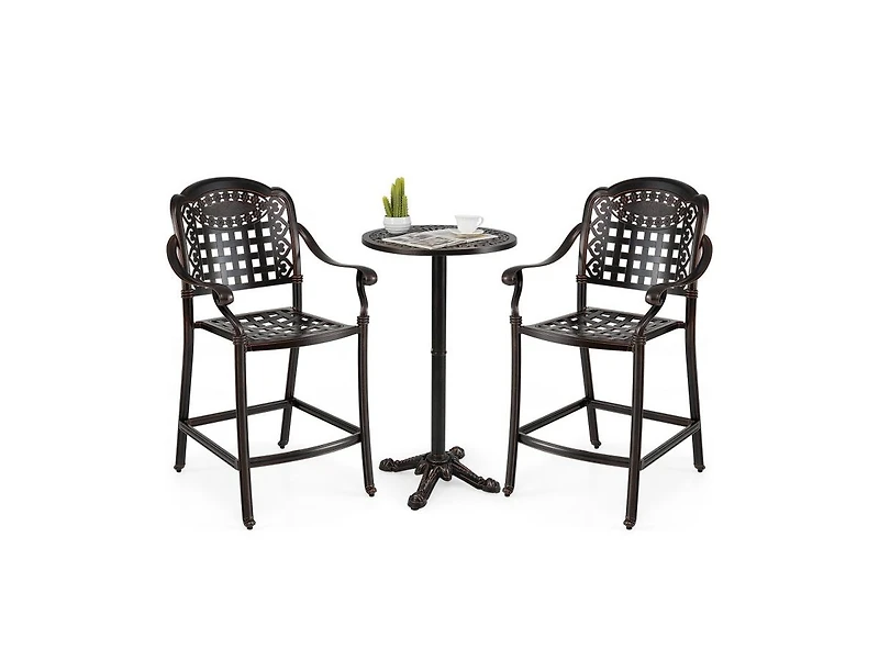 Slickblue Cast Aluminum Outdoor Bar Chairs Set of 2 Counter Height