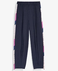 Women's High Rise Mixed-Media Pinstripe Trouser Pants, Macy's Exclusive- Molly Rogers Capsule Collection