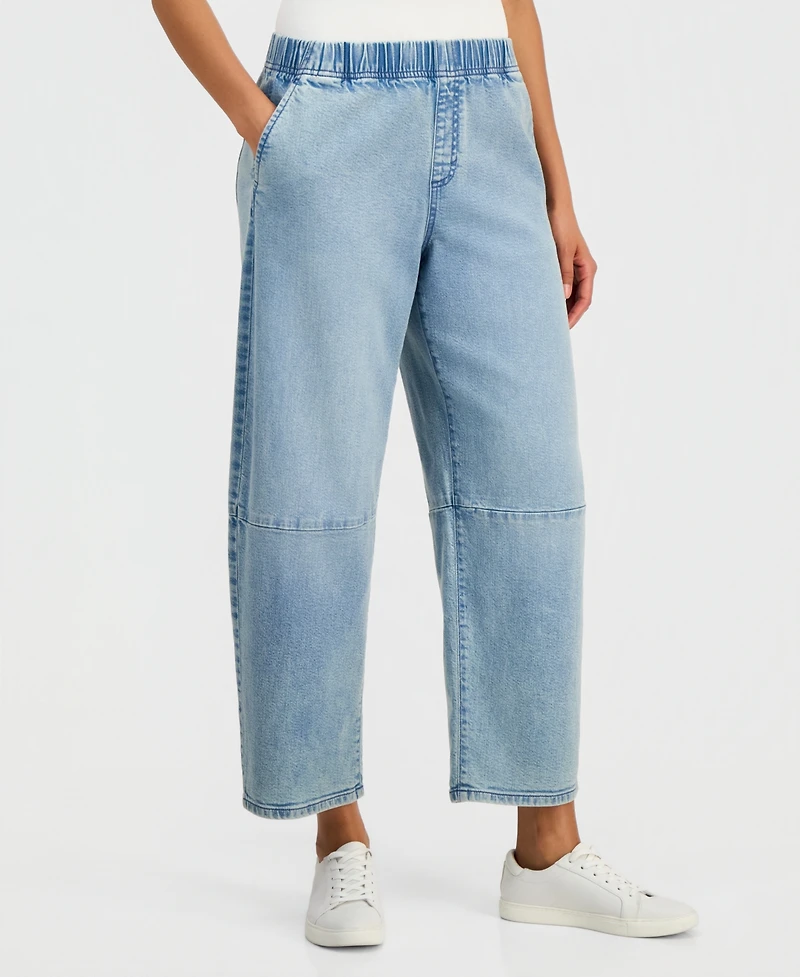 Style & Co Women's High-Rise Pull-On Barrel Jeans, Macy's Exclusive
