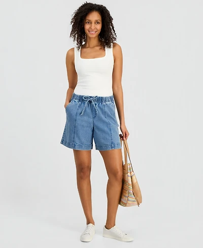 Style & Co Women's High-Rise Pull-On Denim Shorts, Macy's Exclusive