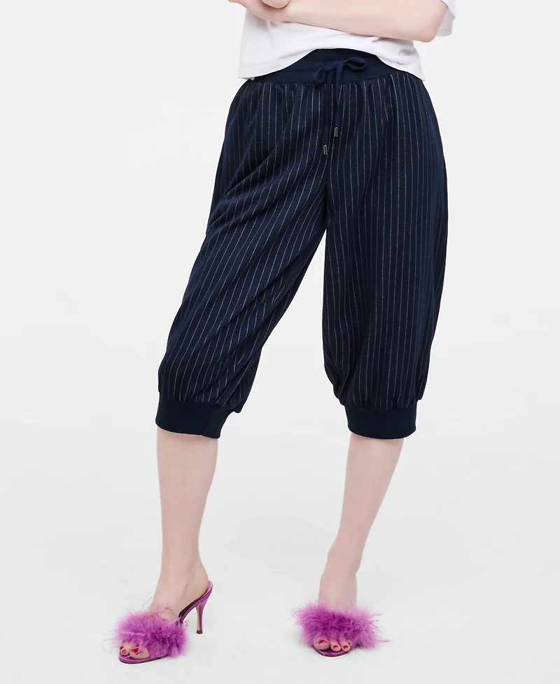 Women's Pinstripe Drawstring Jogger Pants, Macy's Exclusive- Molly Rogers Capsule Collection