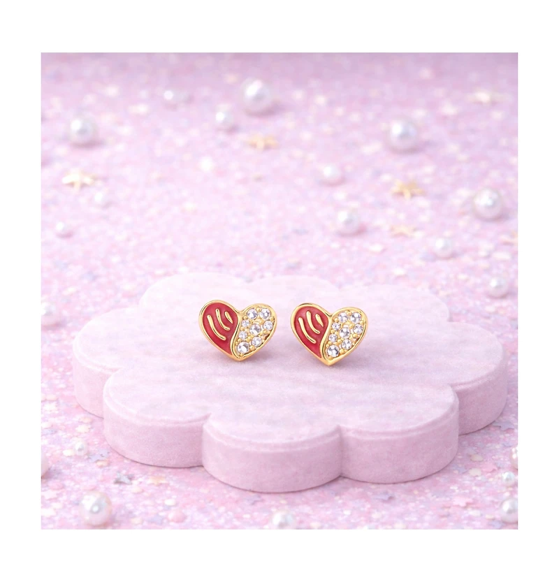 Chanteur Girls 18K Plated Heart Earrings with Sterling Screwbacks