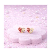 Chanteur Girls 18K Plated Heart Earrings with Sterling Screwbacks