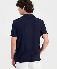 Guess Men's Jacquard Flower Polo Button-Up Shirt