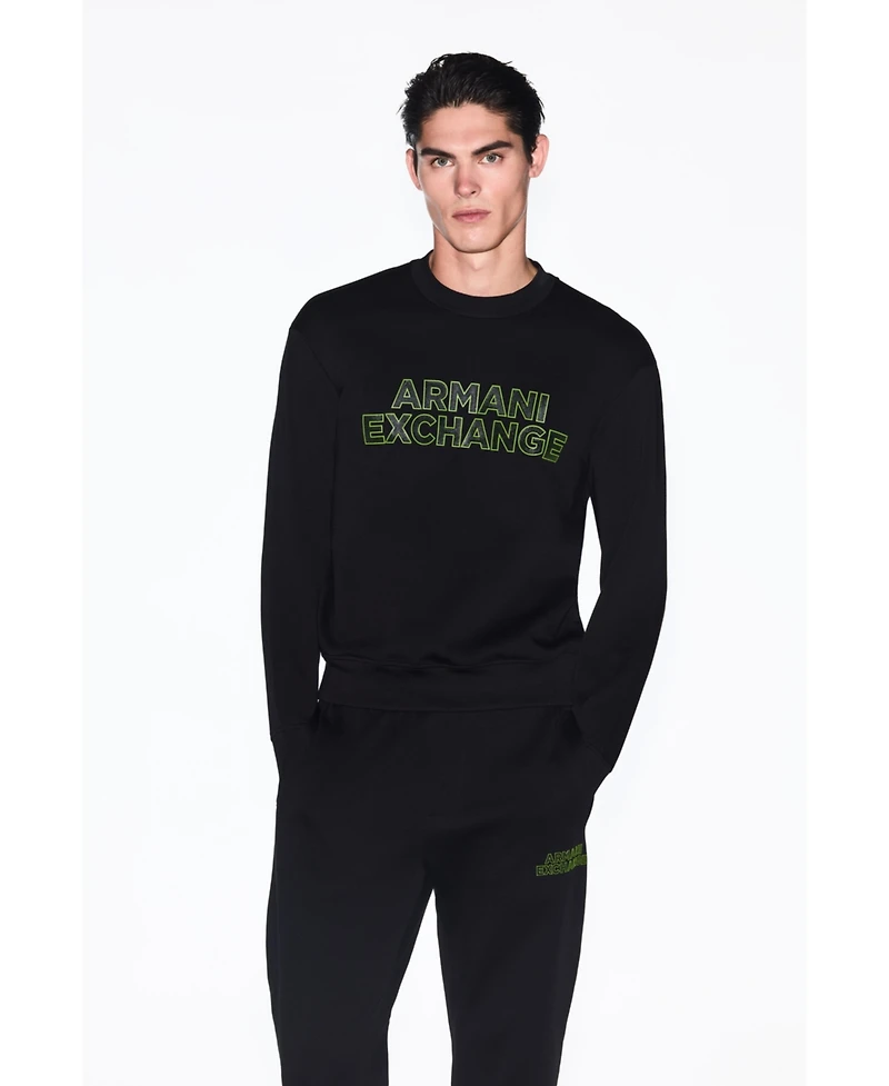 A|X Armani Exchange Men's Elevated Logo Crewneck Sweatshirt