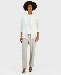 Kasper Women's 3/4-Sleeve Crinkle Knit Open-Front Jacket