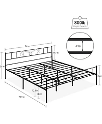 gaomon Bed Frame Platform with Headboard and Footboard Metal Mattress Foundation Storage No Box Spring Needed