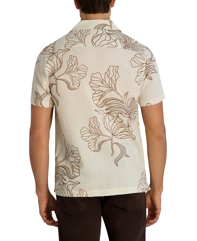 Karl Lagerfeld Paris Men's Regular-Fit Short-Sleeve Printed Floral Shirt