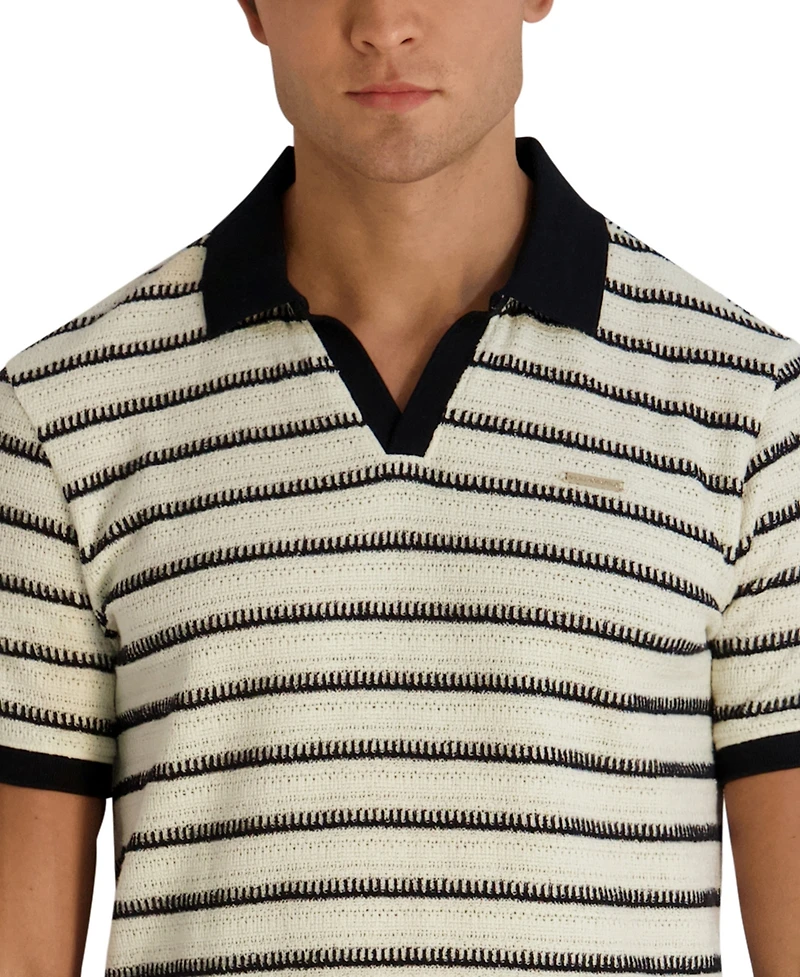 Karl Lagerfeld Paris Men's Short-Sleeve Stripe Knit Polo Shirt