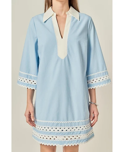 English Factory Women's Color Block Shirt Mini Dress