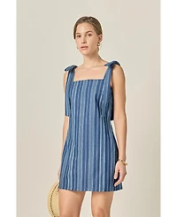 English Factory Women's Denim Stripe Mini Dress