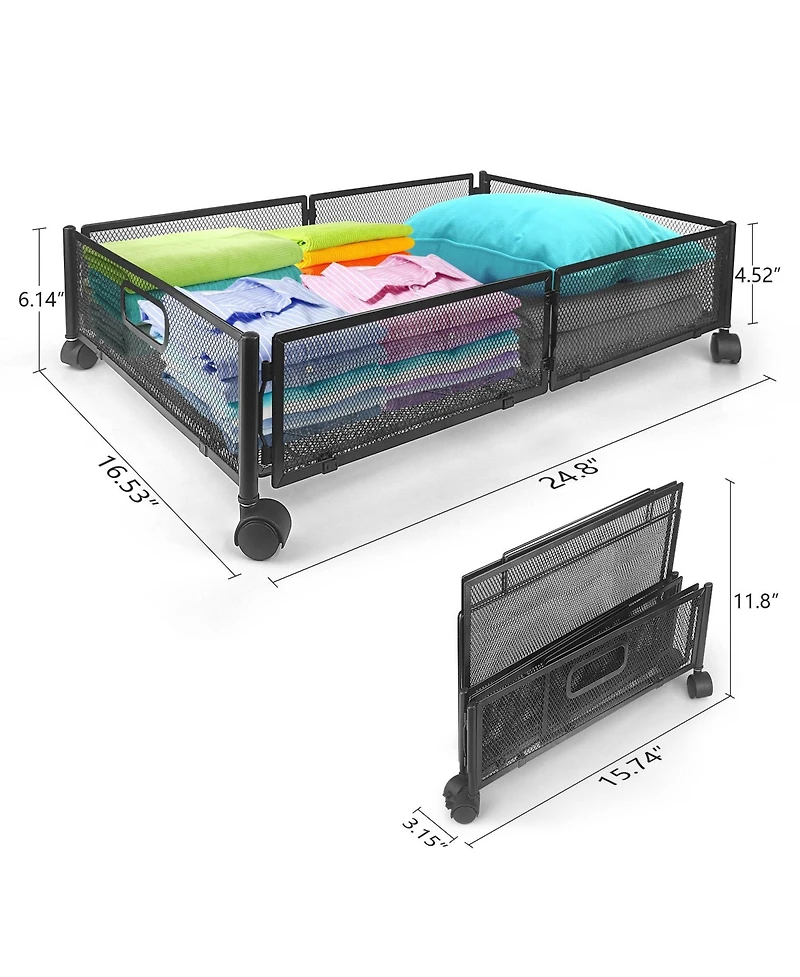 Mega Casa Under Bed Storage Containers with Wheels, Under Bed Organizer Drawer for Clothes, Toy, 2 Packs