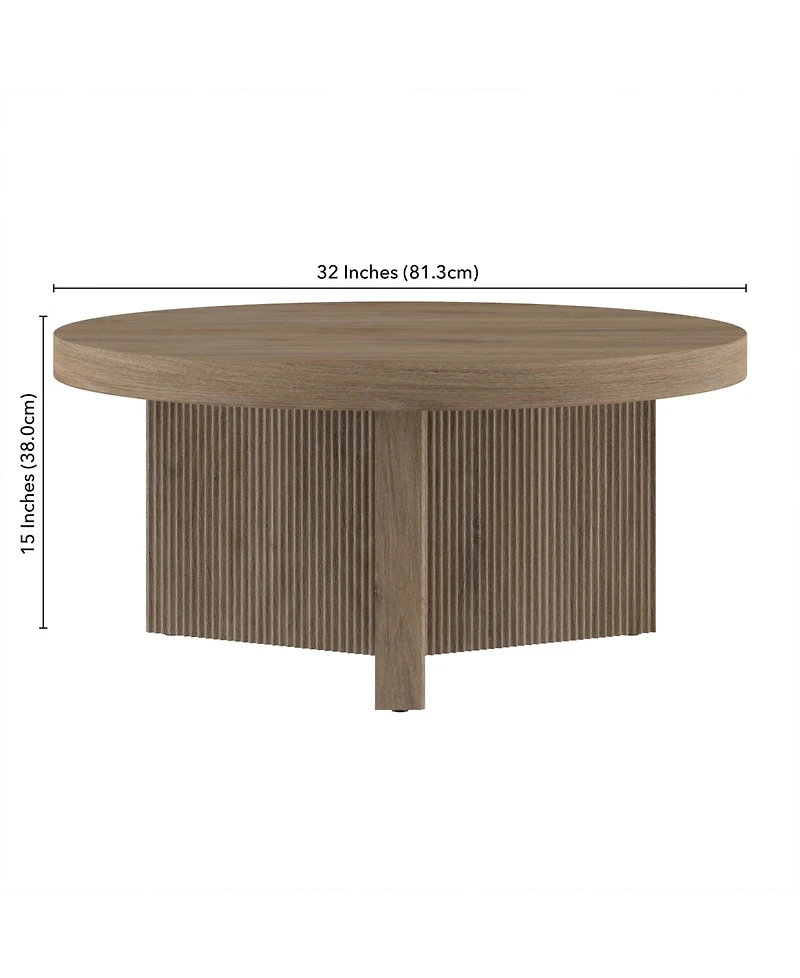 Hudson & Canal Holm 32" Wide Round Fluted Coffee Table